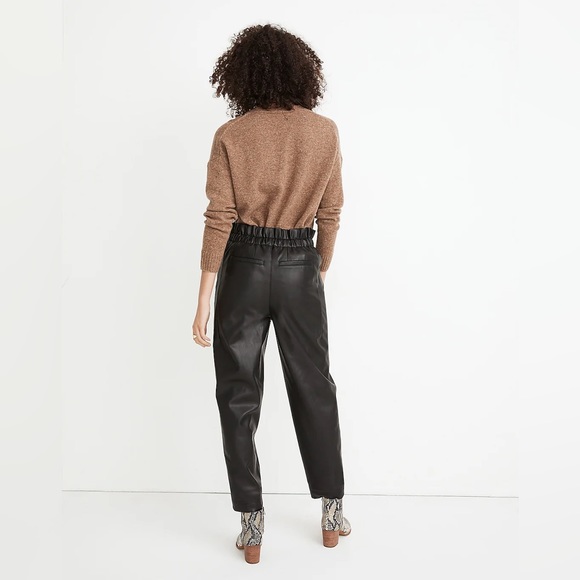 Vegan Leather Pull-On Paperbag Pants - Picture 4 of 16